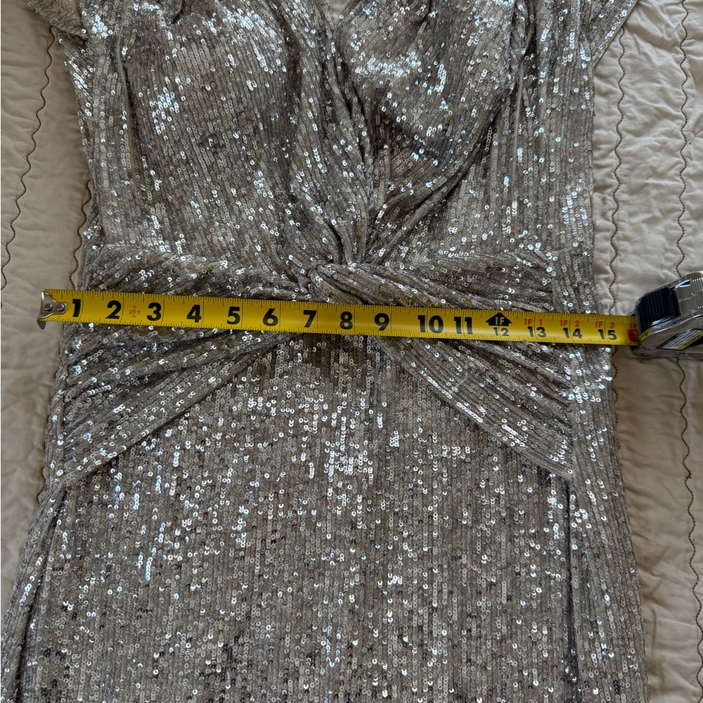 Metallic Sequin NWT Evening Gown - Low V Neck with Flap Sleeves - Picture 11 of 17